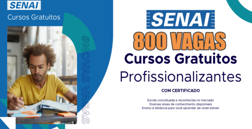 Senai oferece 800 vagas em cursos online (EAD) de qualificação profissional totalmente gratuitos e com certificação nas áreas de tecnologia, controle de produção, logística, qualidade e muito mais!