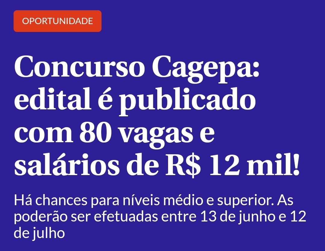 CONCURSO CAGEPA: EDITAL É PUBLICADO COM 80 VAGAS E SALÁRIOS DE R$ 12 MIL!